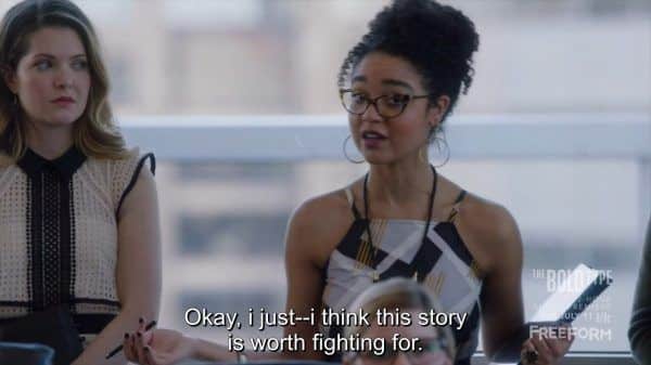 Kat (Aisha Dee) going to battle with Lauren (Emily Chang).