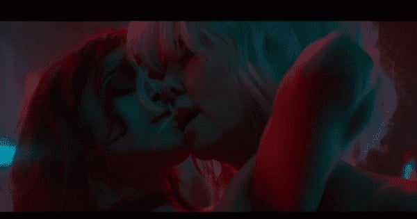 Sofia Boutella as Delphine Lasalle and Charlize Theron as Lorrain Broughton in Atomic Blonde