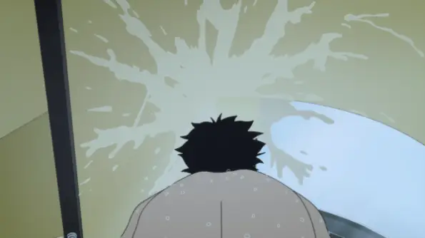 Devilman Crybaby Season 1 Episode 5 Beautiful Silene - Akira's bodily fluids splattered on the ceiling of his room