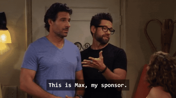 Schneider introducing Max as his AA sponsor to hide the fact he was hiding from Penelope's family and got caught.