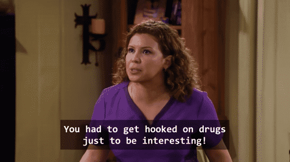 Penelope going off on Schneider by saying he had to get hooked on drugs to be interesting.