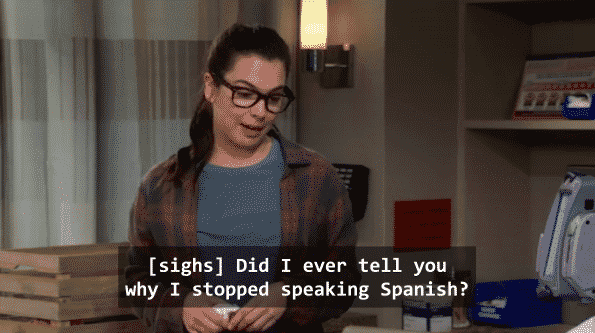 Elena beginning her story on why she stopped speaking Spanish.