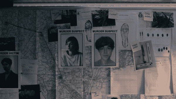 The End of the Fing World - Alyssa and James' names on a corkboard noting they are murder suspects