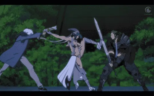 Queen fighting Luke and Sword at the same time.