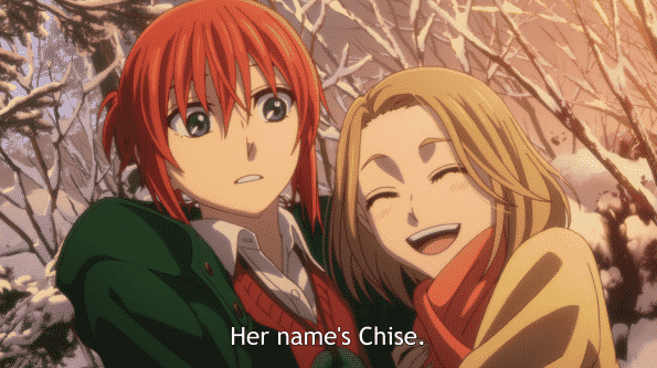 Chise and Stella as Stella introduces Chise to her parents.