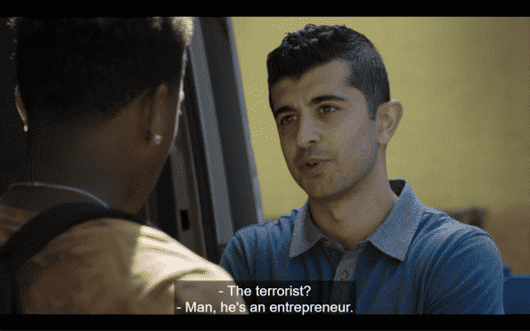Emmett referring to Amir's cousin as a terrorist.