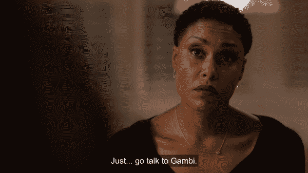 Lynn telling Jefferson to go talk to Gambi.