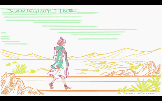 Sophie walking alone in a mid-title card.