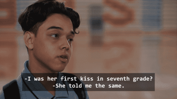 Ruby saying he kissed Monse in the 7th grade, thinking he was her first kiss. However, Jamal and she kissed in the 6th grade. Making Monse seem like a liar.