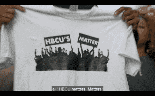 A T-shirt which says, "HBCU's Matter."
