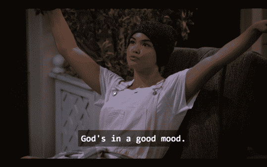 Alexa saying that, "God's in a good mood."