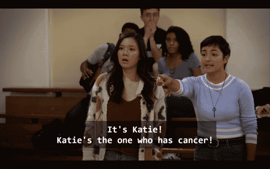 Kids yelling that Katie is the one rumored to have cancer.