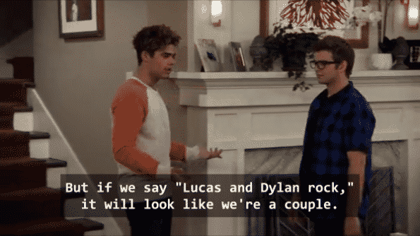 Lucas and Dylan having a cute moment.