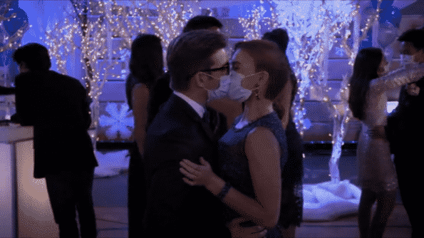 Alexa and Dylan kissing at the dance.