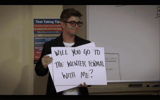 Dylan asking Alexa to the winter formal.