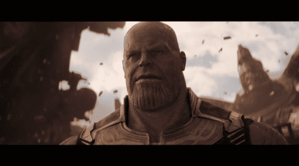 Josh Brolin as Thanos getting ready for a fight.