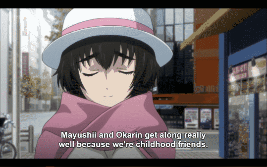 Mayushii shutting down the idea of her and Okabe being a thing.