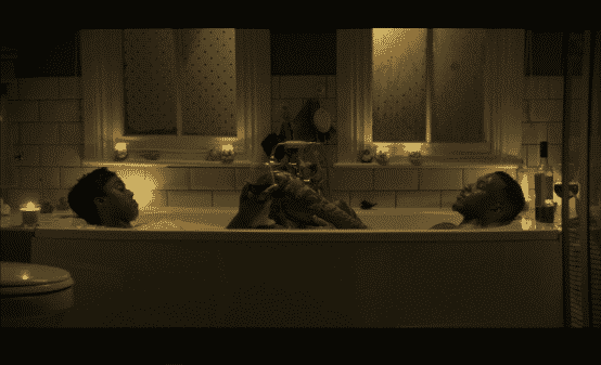 Arjana and Pike enjoying a bath together.