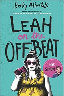 The book cover for Becky Albertalli's book, "Leah on the Offbeat."