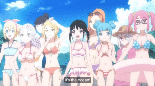 The known magical girls excited about going to the beach.