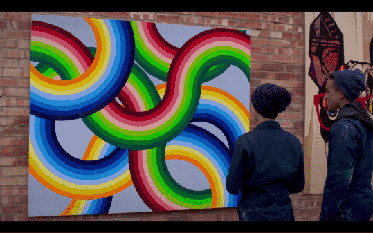 Andi and Walker admiring the piece they did together.