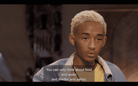 Jaden comparing the thoughts and life his parents had growing up to the one he and willing have.