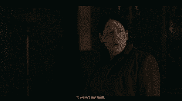 Aunt Lydia noting the death of her nephew wasn't her fault.