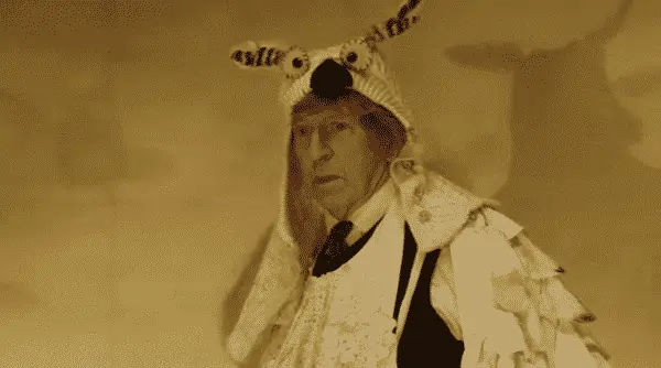 Matthew Cuthbert (R.H. Thomson) as an owl ending the Christmas play.
