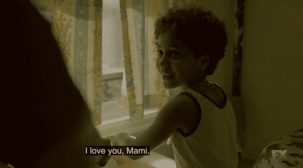 A young Blanca saying to their mother that they love her.