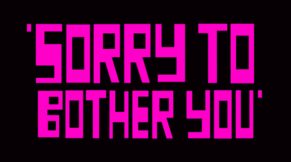 Sorry To Bother You - Title Card in purple.