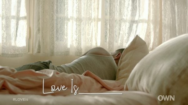 Title card for season 1, episode 10 of Love Is featuring Yasir in bed.