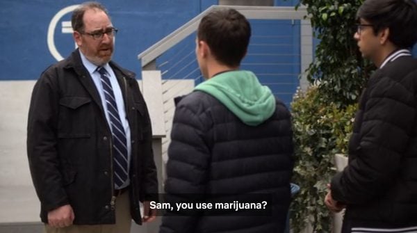 Bob, Sam's boss, asking if he smokes marijuana.