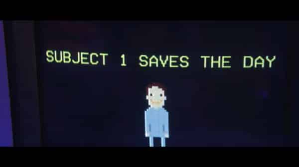 One of GRTA's monitors saying that "Subject 1 Saves The Day" after he solves a rubix cube.