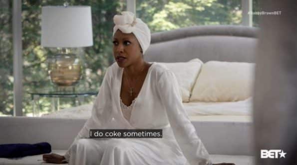 Whitney admitting to a coke habit the day of her and Bobby's wedding.