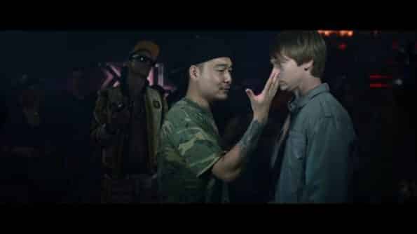 Prospek (Jonathan Park) and Adam (Calum Worthy) during a rap battle.