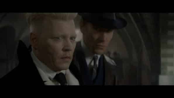 Grindelwald (Johnny Depp) being arrested.