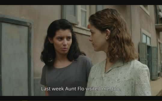 Lila (Gaia Girace) and Elena (Margherita Mazzucco) talking about getting their period.