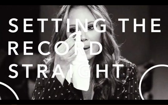 Leah Remini dabbing her eye and the episode titles imposed over her.