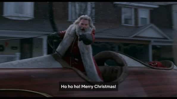 Kurt Russell (Santa) wishing Teddy and Kate a Merry Christmas.