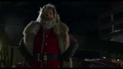 Santa (Kurt Russell) doing a Wonder Woman pose.