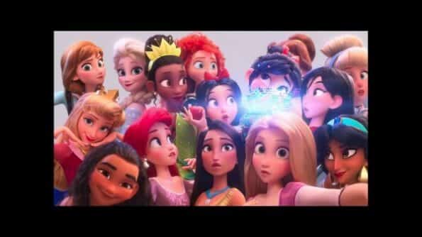 Vanellope with all the Disney princesses.