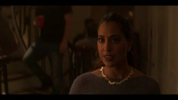 Maddie (Manini Gupta) talking to Joe at one of Peach's parties.