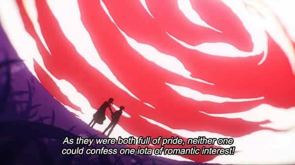 The narrator explaining why Kaguya and Miyuki are in battle.