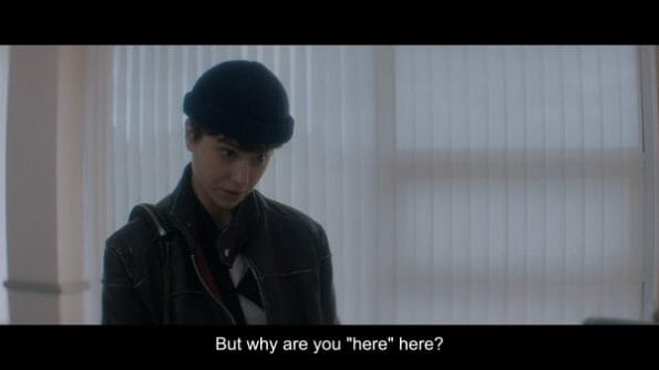 Katherine (Katherine Waterston) asking why her mother is visiting and now in the hospital?