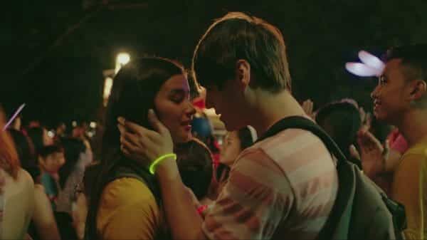 Christine (Liza Soberano) and Raf (Enrique Gil) about to kiss during a festival.
