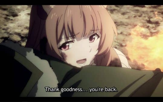 Raphtalia helping Naofumi back from a dark place.