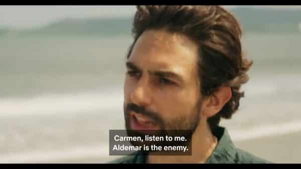 Esteban (Lucien) trying to convince Carmen that Aldemar is evil.