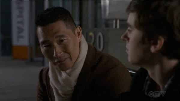Han (Daniel Dae Kim) conveying to Shaun he will get a transfer to the Pathology department.