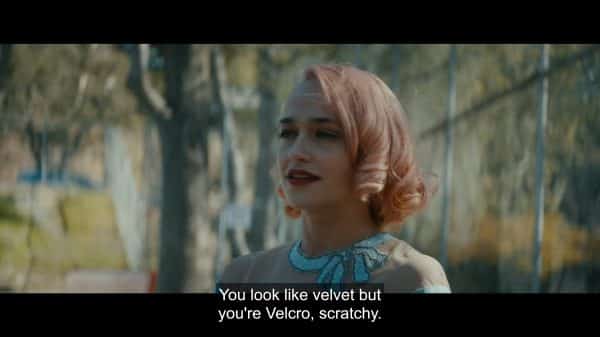 Nick saying Andrea (Jemima Kirke) looks like velvet but is as scratchy as Velcro.