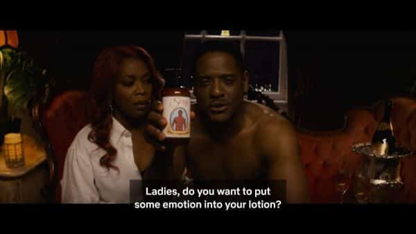 Blair Underwood trying to sell lotion in Juanita's fantasy.